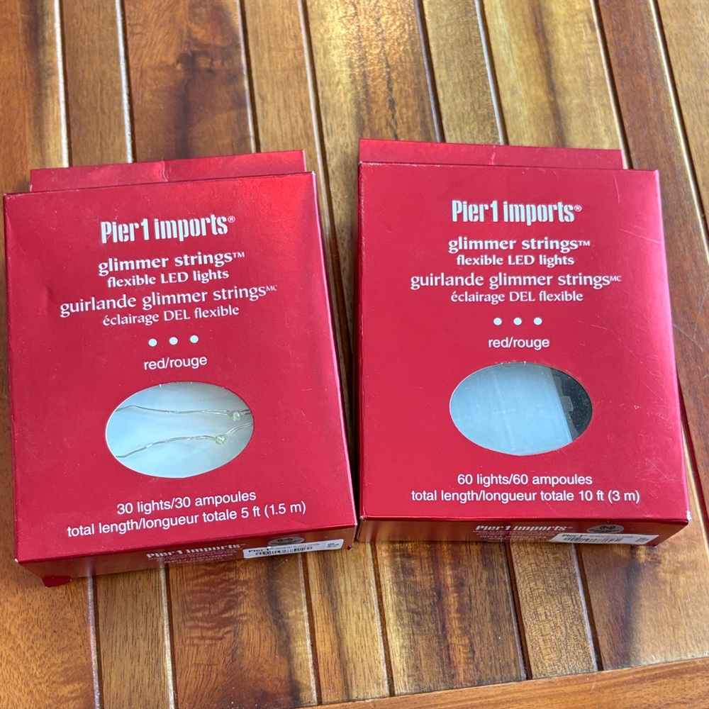 Pier 1 Imports Red Glimmer Flexible String Lights with Timer Set of 2